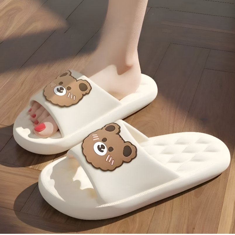 Comfortable women's cute slippers Dubai featuring a playful bear design for relaxed home wear
